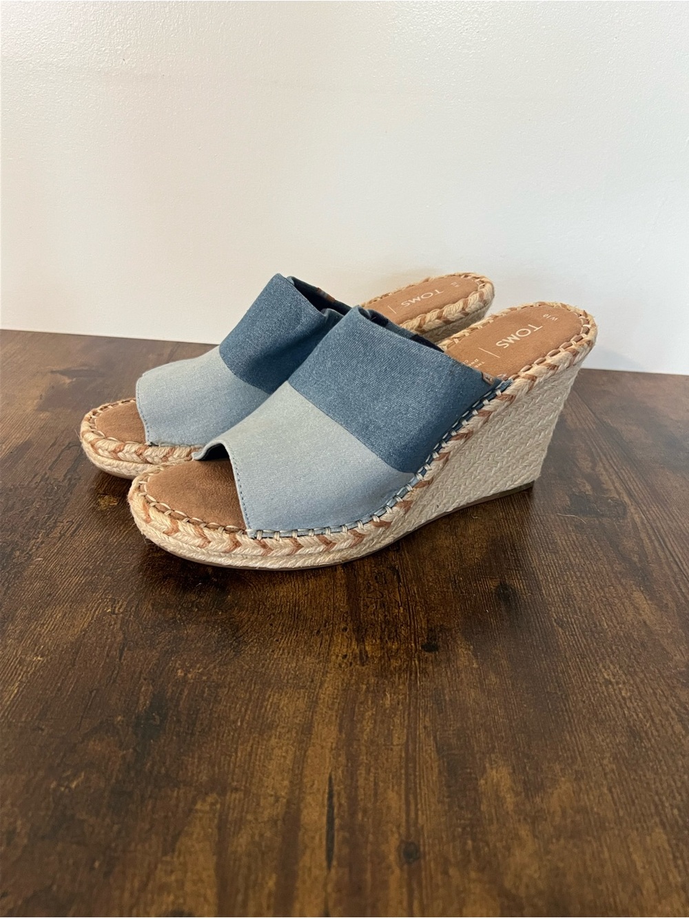 TOMS Two-tone Denim Espadrilles Wedges